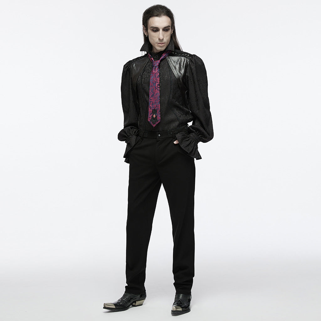 WS-700LHM Gothic Floral Tie Elegant Dark Blue Red Accessories?-??Punk Rave Clothing