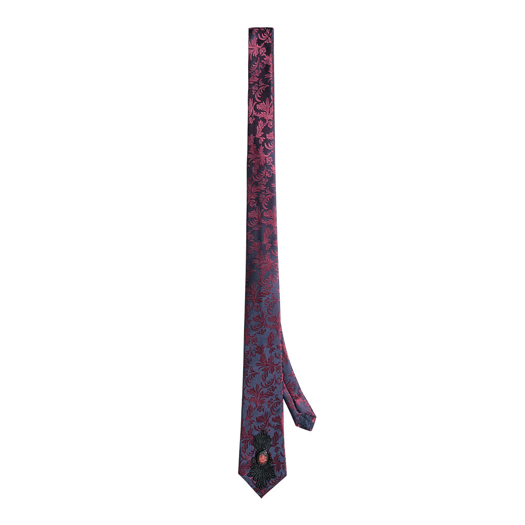 WS-700LHM Gothic Floral Tie Elegant Dark Blue Red Accessories?-??Punk Rave Clothing