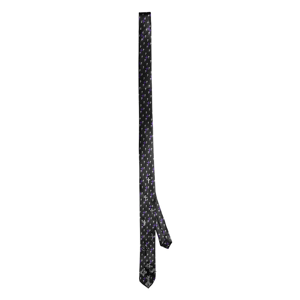 WS-702LHF Violet Cross Print Punk Neck Tie Accessory?-??Punk Rave Clothing