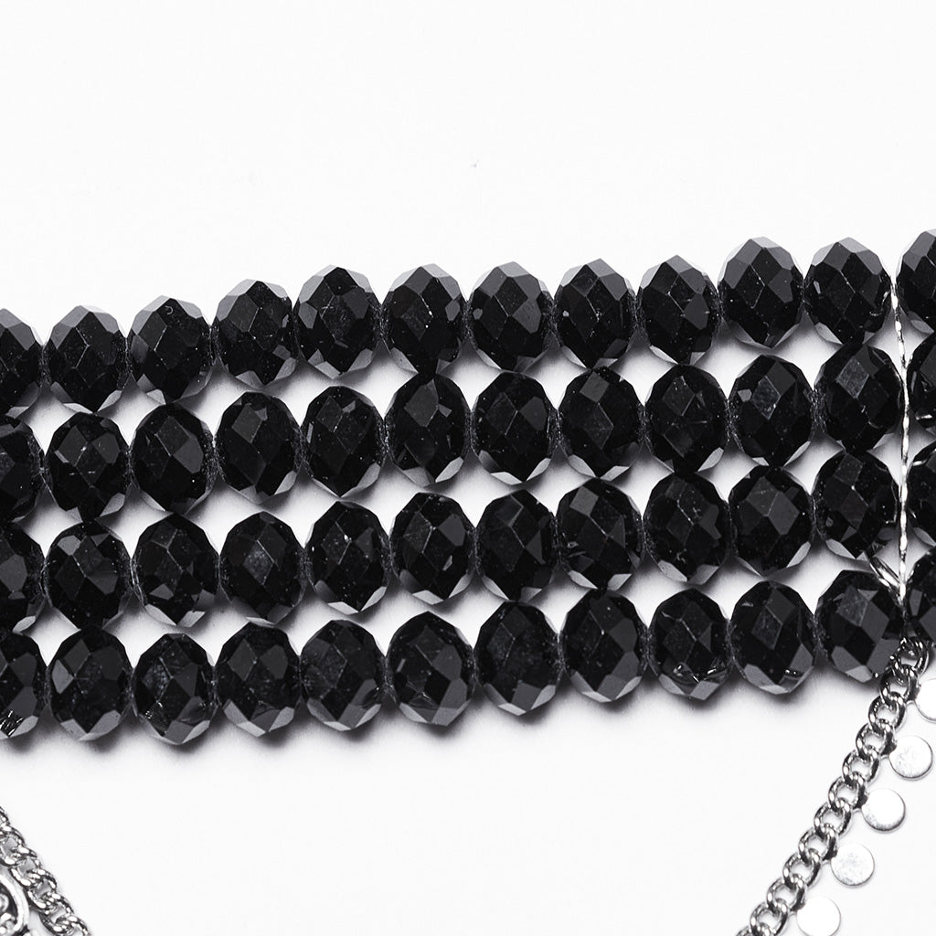 WS-710LHF Gothic Black Beaded Choker with Bat Pendant Punk Accessories?-??Punk Rave Clothing