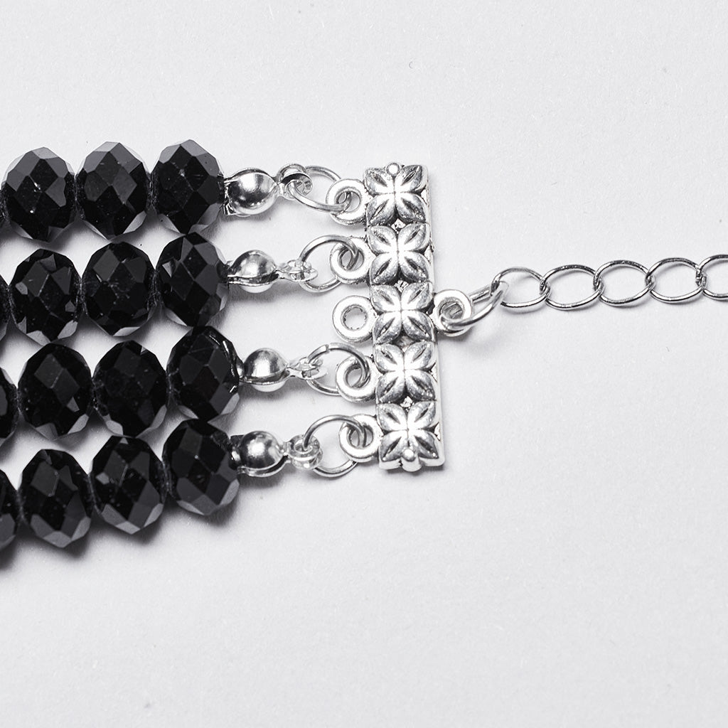 WS-710LHF Gothic Black Beaded Choker with Bat Pendant Punk Accessories?-??Punk Rave Clothing