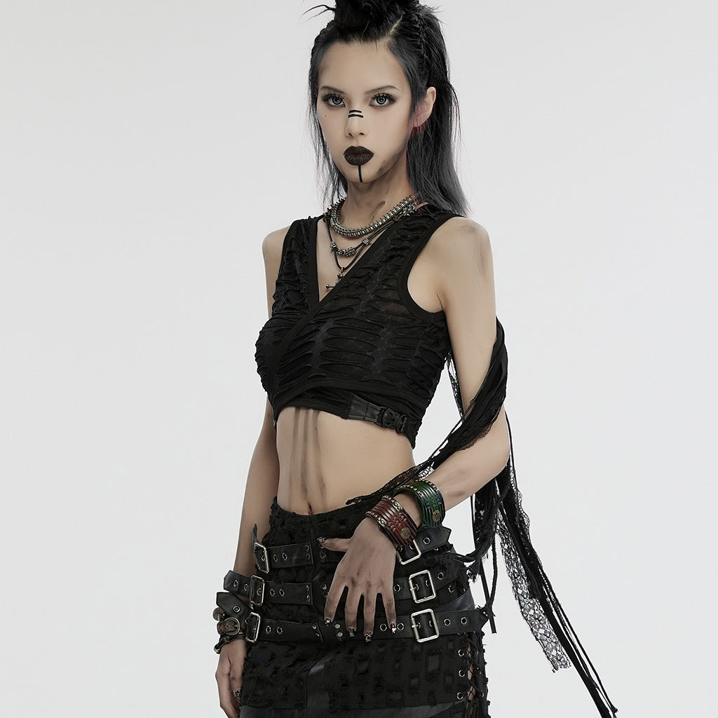 WS-712SSF Rustic Leather Rivet Cuff Punk Accessories Bold Design?-??Punk Rave Clothing