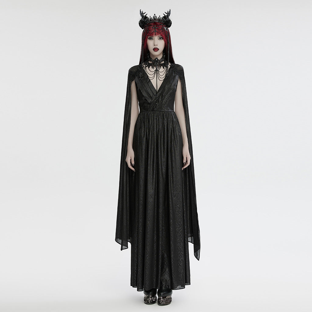 WS-715FSF Gothic Regal Rose Crown with Black Beaded Chains?-??Punk Rave Clothing