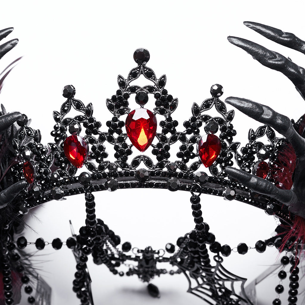 WS-715FSF Gothic Regal Rose Crown with Black Beaded Chains?-??Punk Rave Clothing