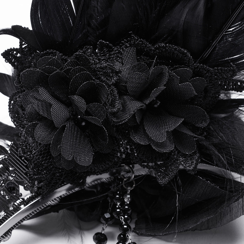 WS-715FSF Gothic Regal Rose Crown with Black Beaded Chains?-??Punk Rave Clothing