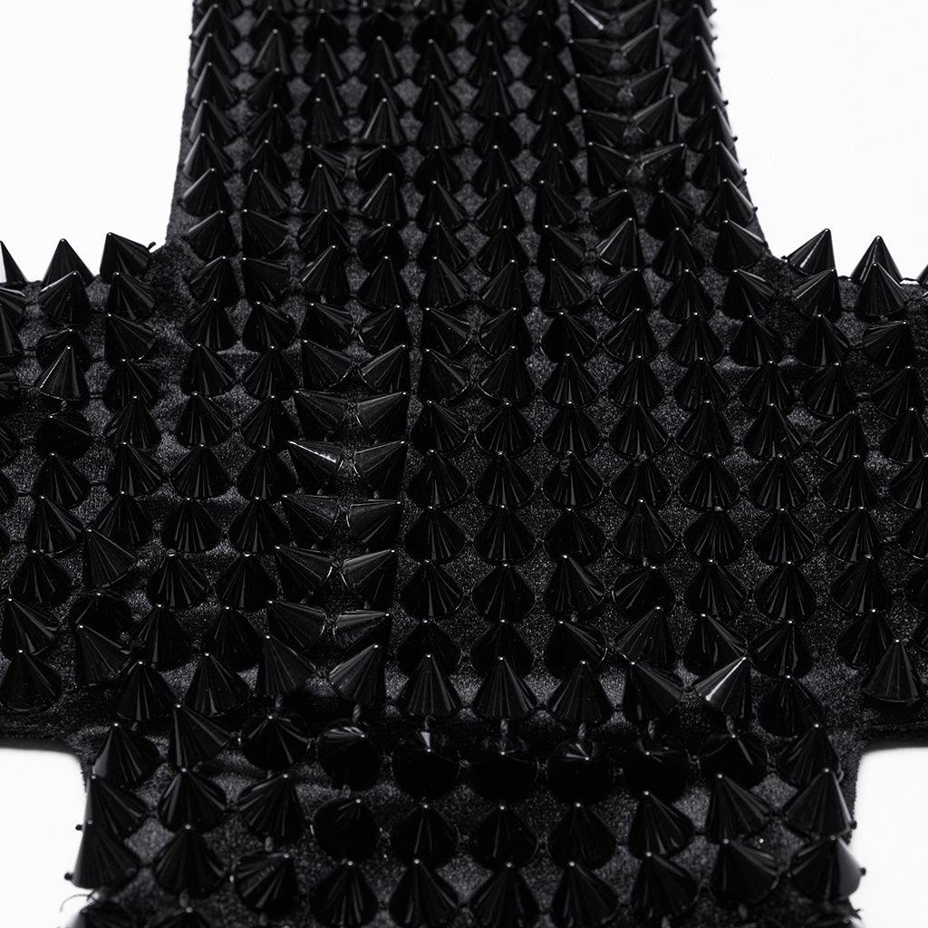 WS-716OTF Edgy Gothic Halter Vest with Cross Studded Design?-??Punk Rave Clothing