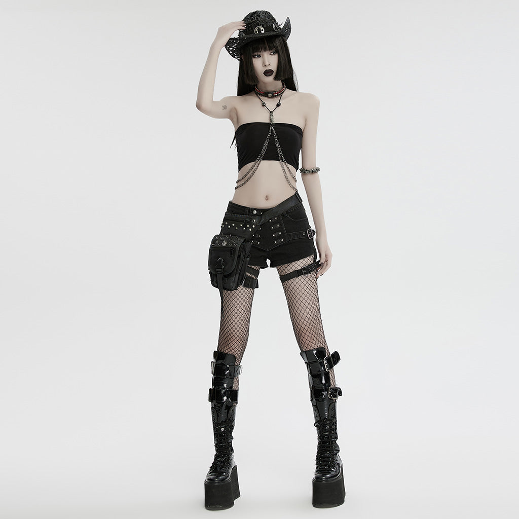 WS-717LHF Gothic Layered Chain Halter Punk Body Harness Necklace?-??Punk Rave Clothing