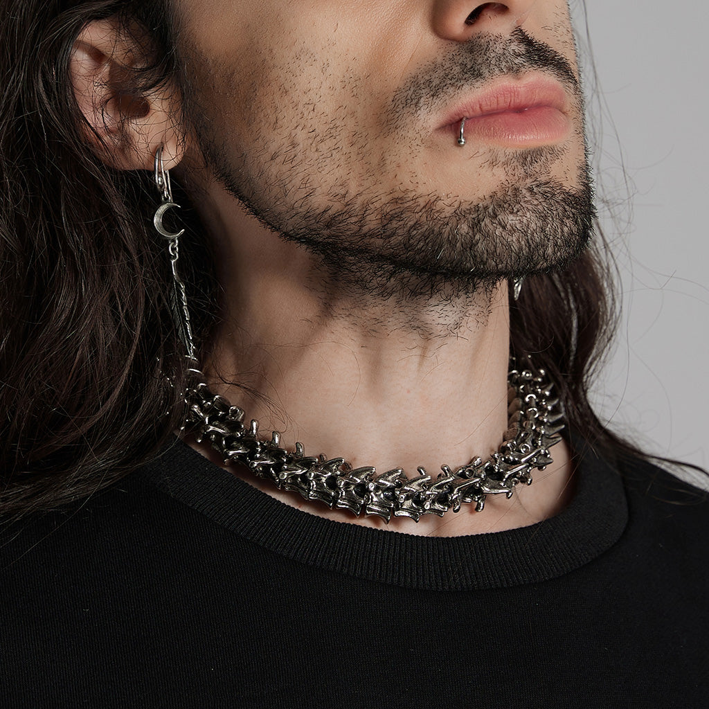 WS-719LHM Fierce Punk Skeleton Spine Choker Neckalce Statement Accessories?-??Punk Rave Clothing