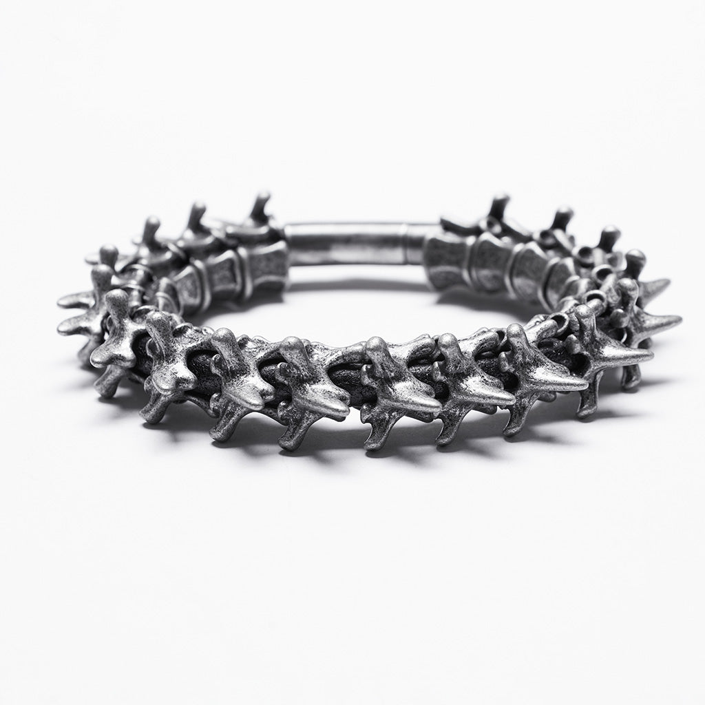 WS-721SS Skeleton Spine Bracelet Edgy Tarnished Metal Punk Accessories