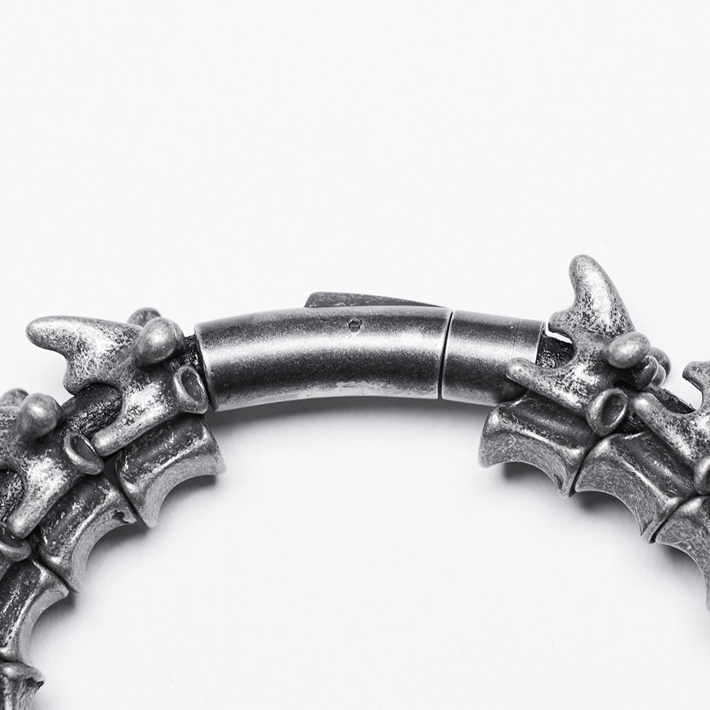 WS-721SS Skeleton Spine Bracelet Edgy Tarnished Metal Punk Accessories