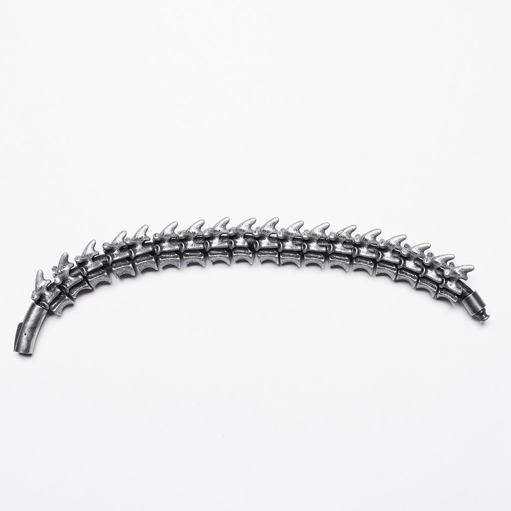 WS-721SS Skeleton Spine Bracelet Edgy Tarnished Metal Punk Accessories