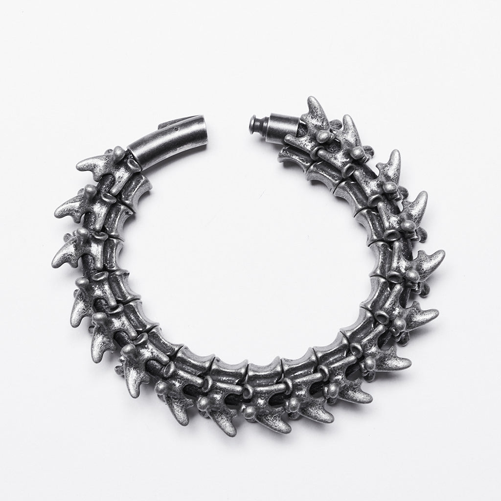 WS-721SS Skeleton Spine Bracelet Edgy Tarnished Metal Punk Accessories