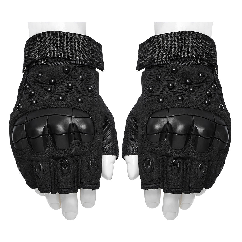 WS-722SSM Tactical Studded Punk Gloves with Reinforced Knuckle Armor?-??Punk Rave Clothing