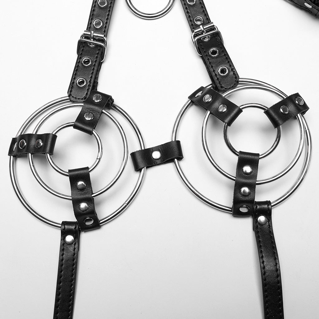 WS-728LHF Edgy Punk Circular Harness with Rivet Strap Detailing?-??Punk Rave Clothing