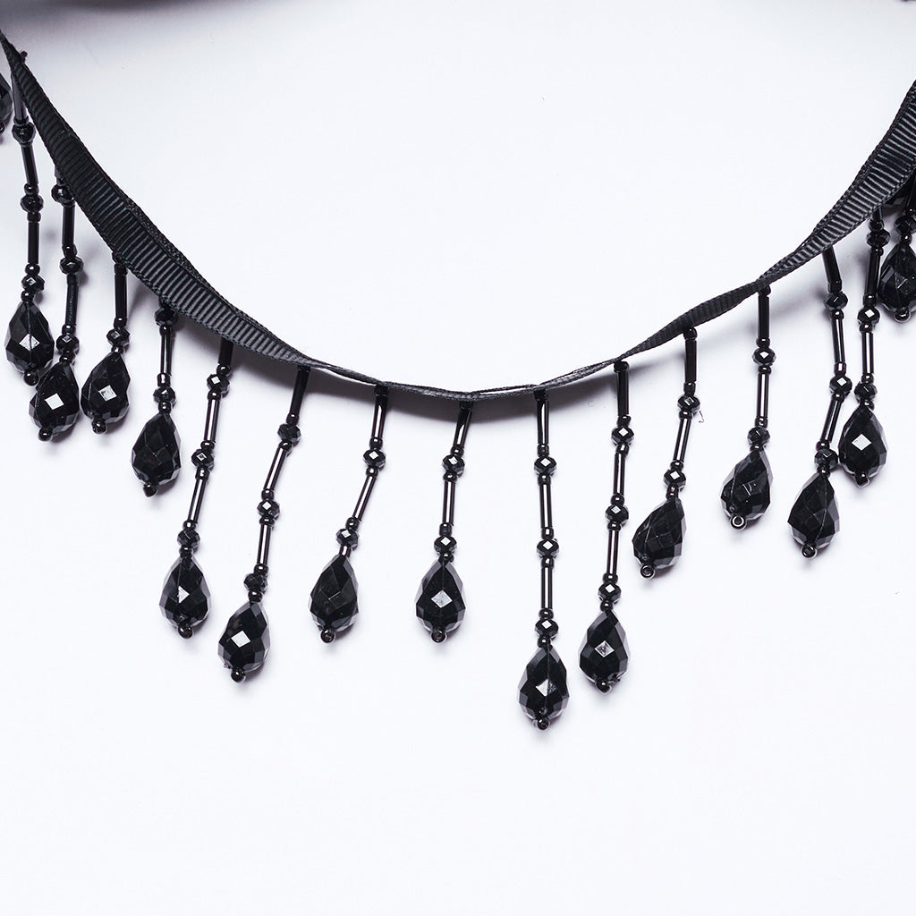 WS-729FSF Gothic Horned Feather Headpiece with Red and black Beads?-??Punk Rave Clothing