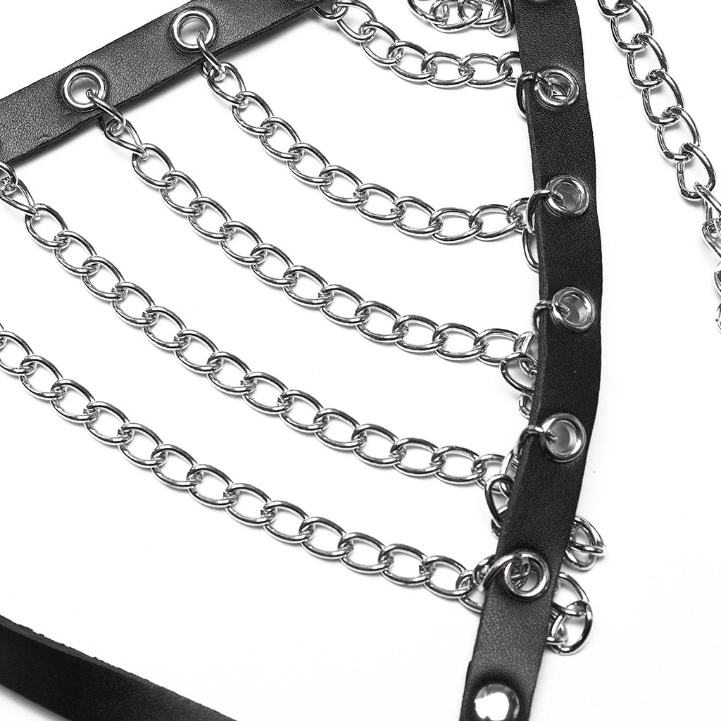 WS-732LHF Edgy Chain Harness Leather Straps Punk Accessories Fashion Statement?-??Punk Rave Clothing