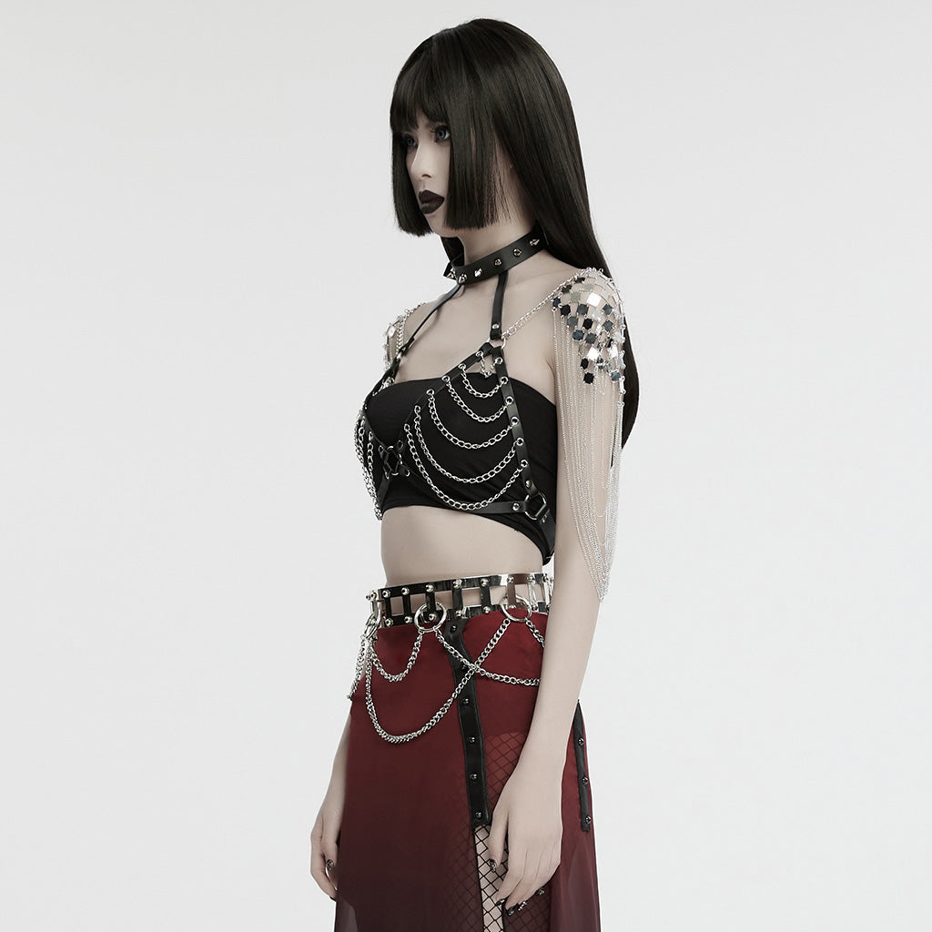 WS-732LHF Edgy Chain Harness Leather Straps Punk Accessories Fashion Statement?-??Punk Rave Clothing