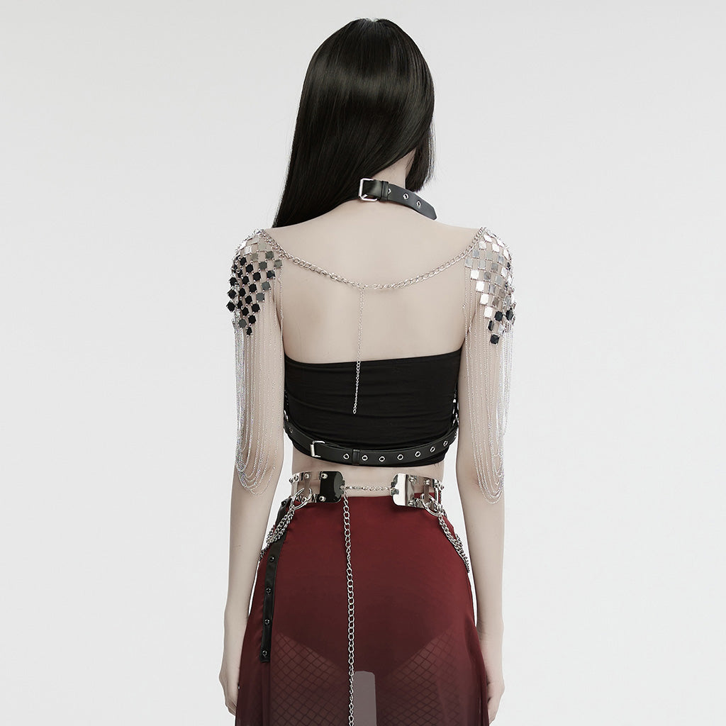 WS-732LHF Edgy Chain Harness Leather Straps Punk Accessories Fashion Statement?-??Punk Rave Clothing