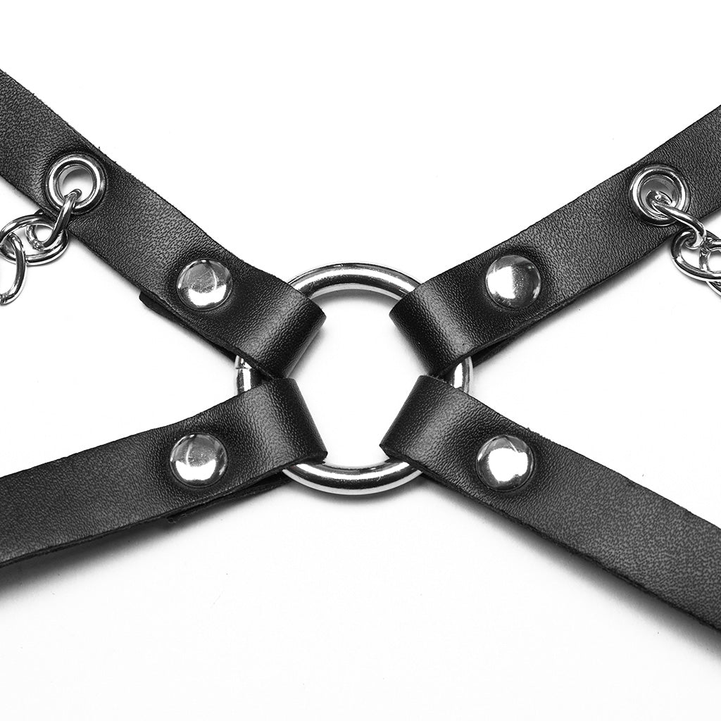 WS-732LHF Edgy Chain Harness Leather Straps Punk Accessories Fashion Statement?-??Punk Rave Clothing
