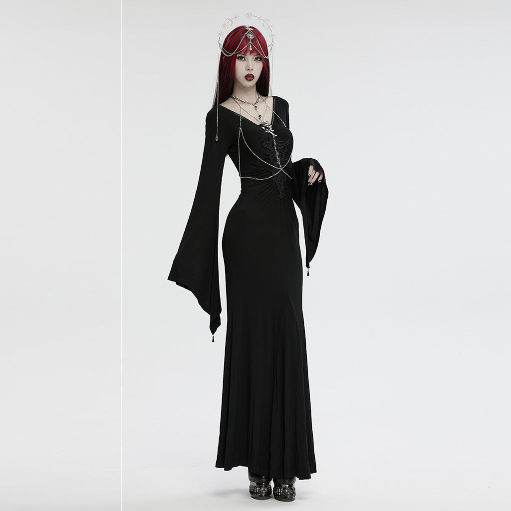 WS-734FSF Celestial Gothic Star Moon Headpiece with Drape Chains?-??Punk Rave Clothing