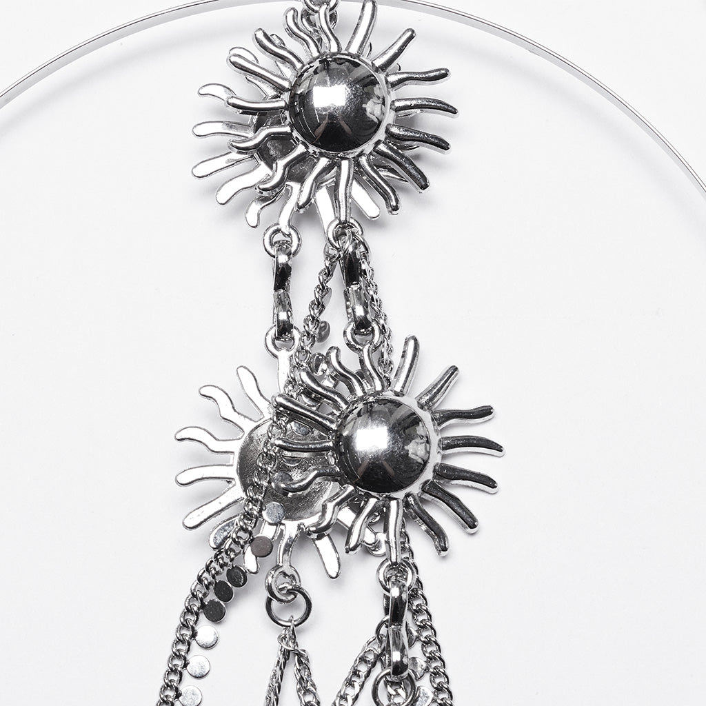 WS-734FSF Celestial Gothic Star Moon Headpiece with Drape Chains?-??Punk Rave Clothing
