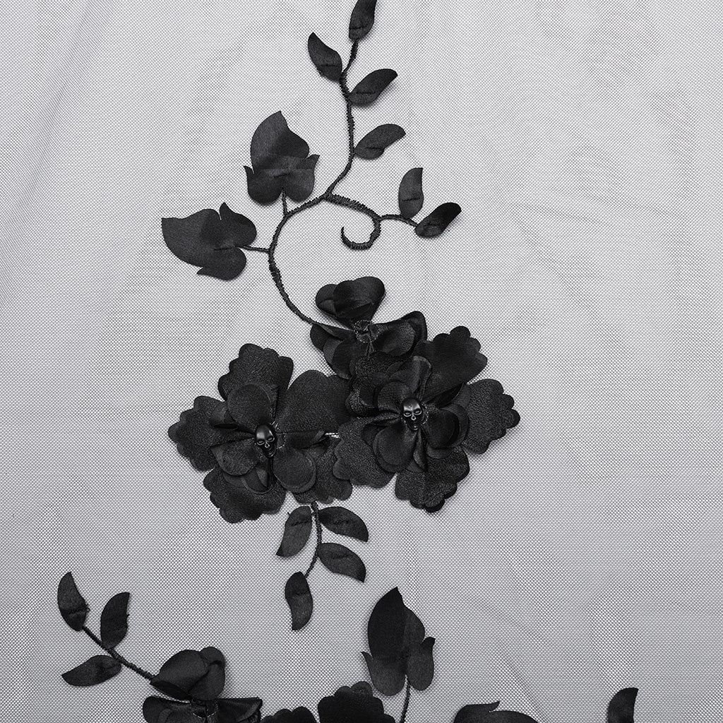 WS-735FSF Gothic Floral Veil Mysterious Black Lace Flower Embellishments?-??Punk Rave Clothing