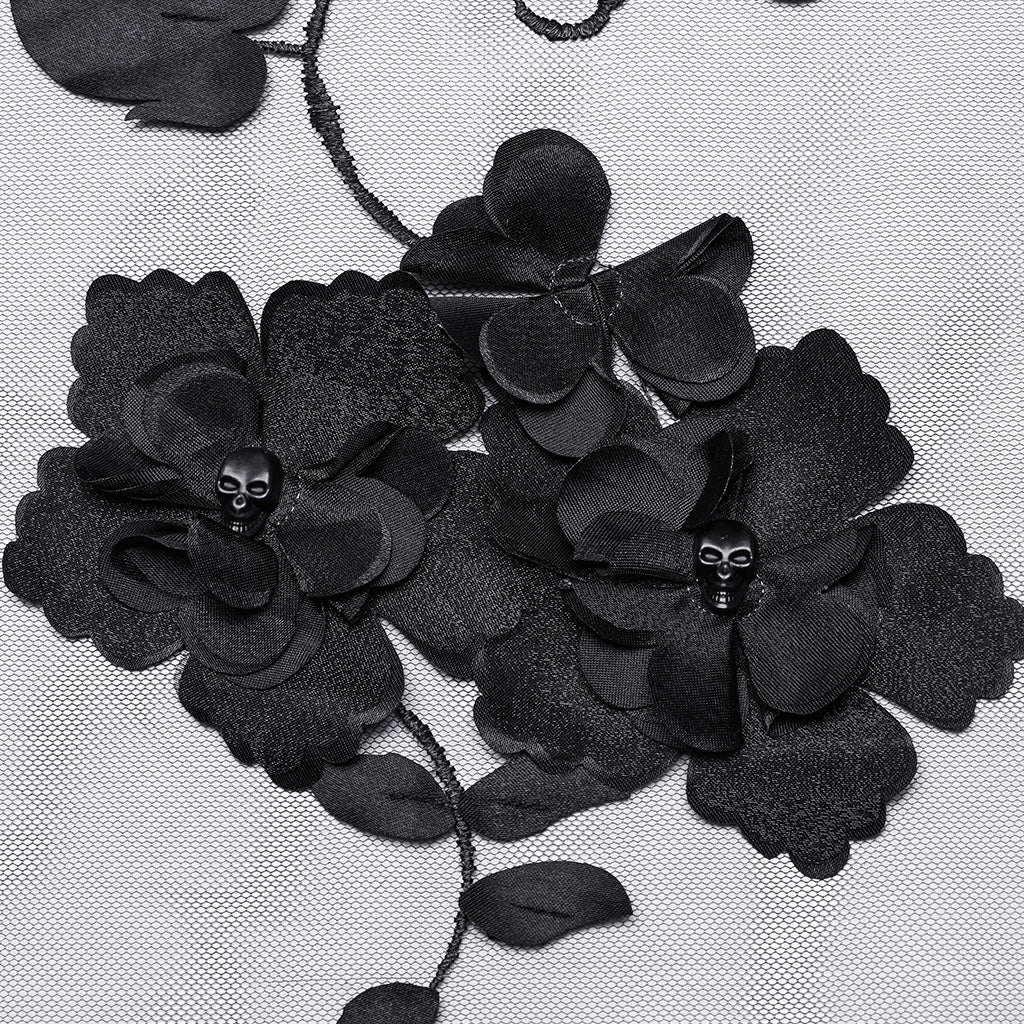 WS-735FSF Gothic Floral Veil Mysterious Black Lace Flower Embellishments?-??Punk Rave Clothing