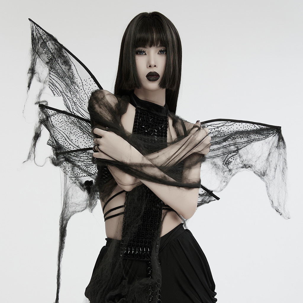 WS-736OTF Delicate Black Gothic Butterfly Wings Sheer Lace Design?-??Punk Rave Clothing