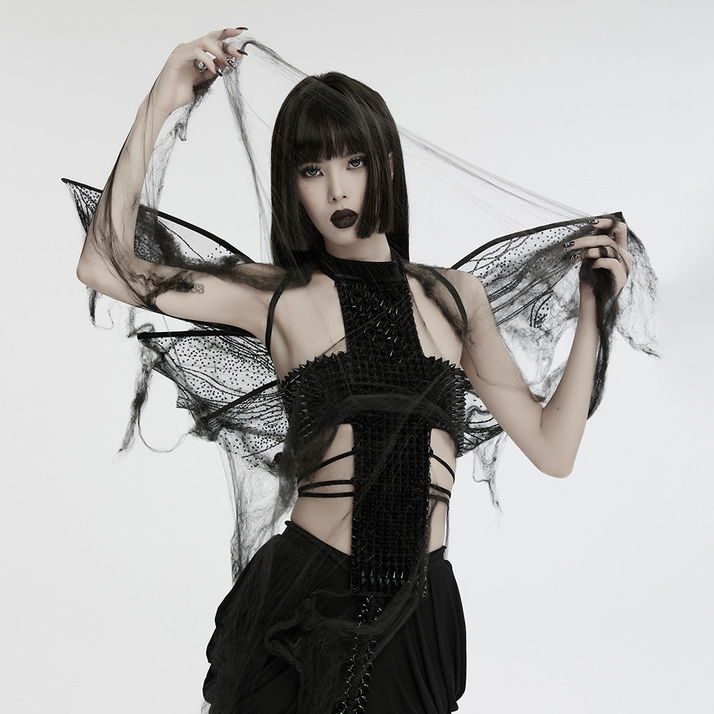 WS-736OTF Delicate Black Gothic Butterfly Wings Sheer Lace Design?-??Punk Rave Clothing