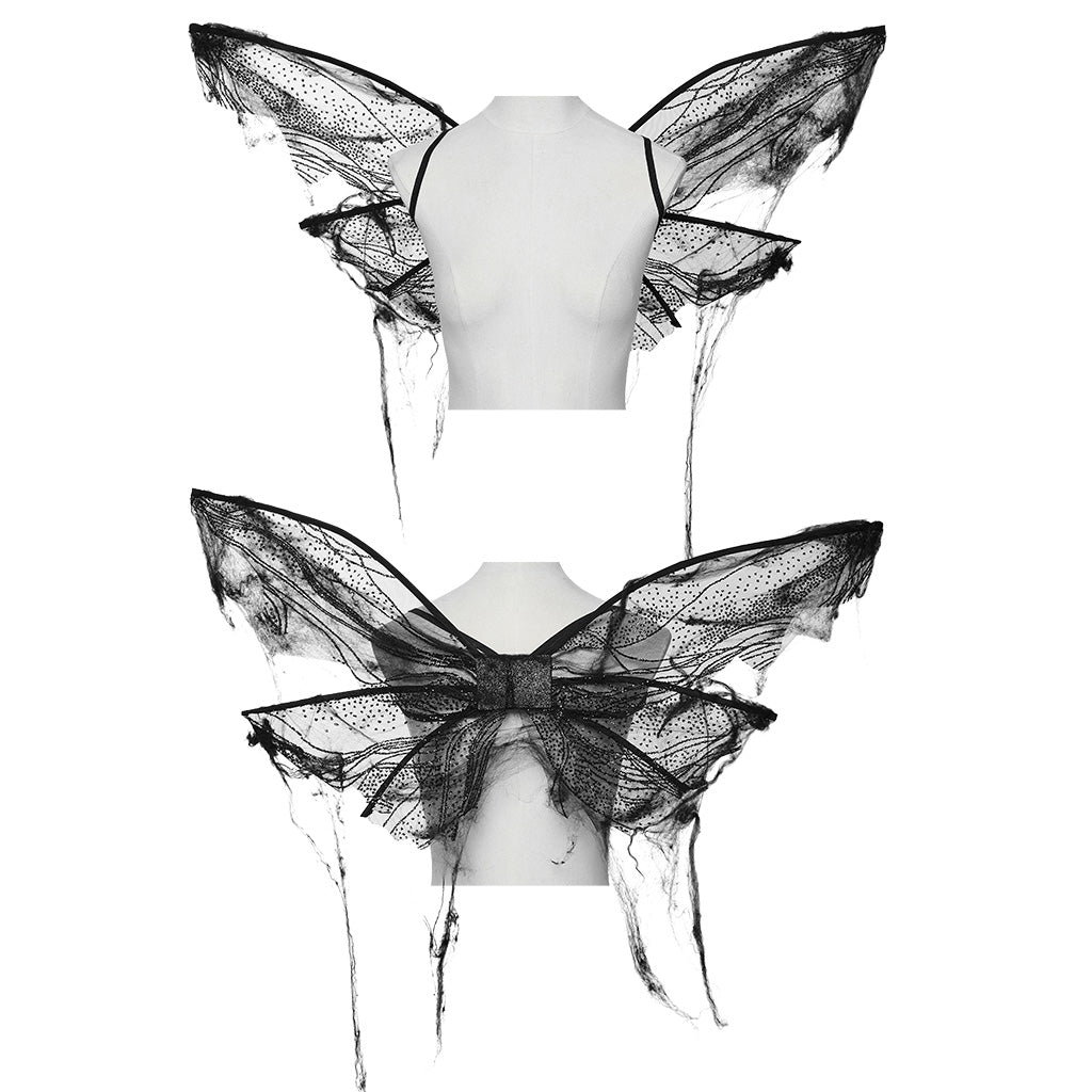 WS-736OTF Delicate Black Gothic Butterfly Wings Sheer Lace Design?-??Punk Rave Clothing
