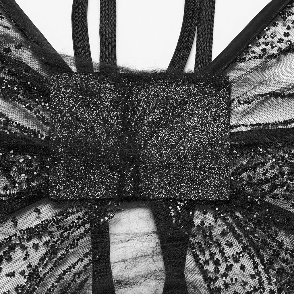 WS-736OTF Delicate Black Gothic Butterfly Wings Sheer Lace Design?-??Punk Rave Clothing