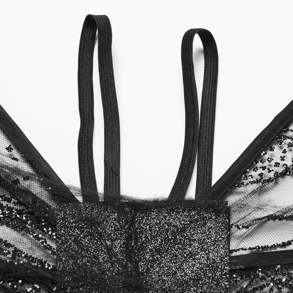 WS-736OTF Delicate Black Gothic Butterfly Wings Sheer Lace Design?-??Punk Rave Clothing