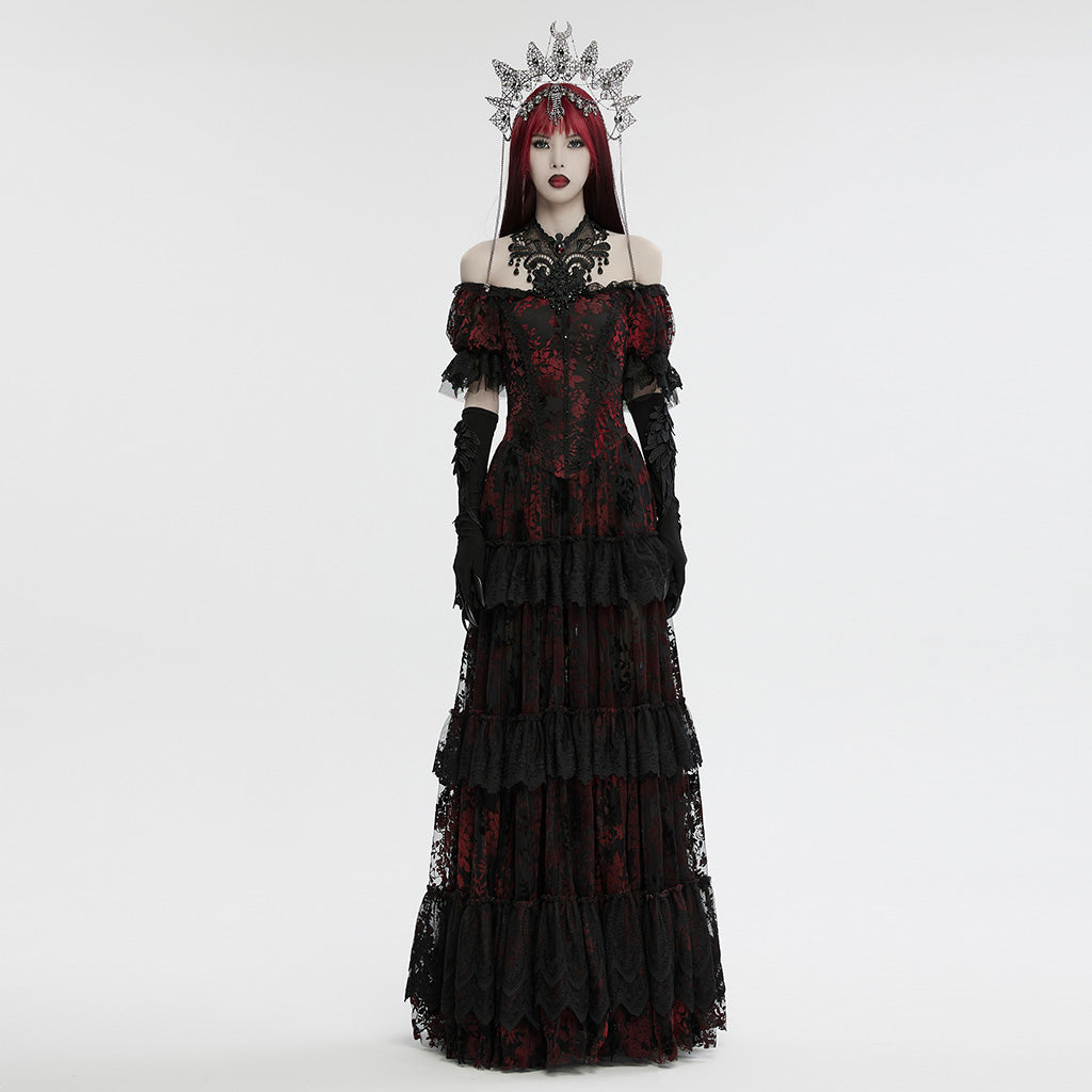 WS-737FSF Skull Chain Gothic Crown Headpiece Silver Crescent Moon Design?-??Punk Rave Clothing