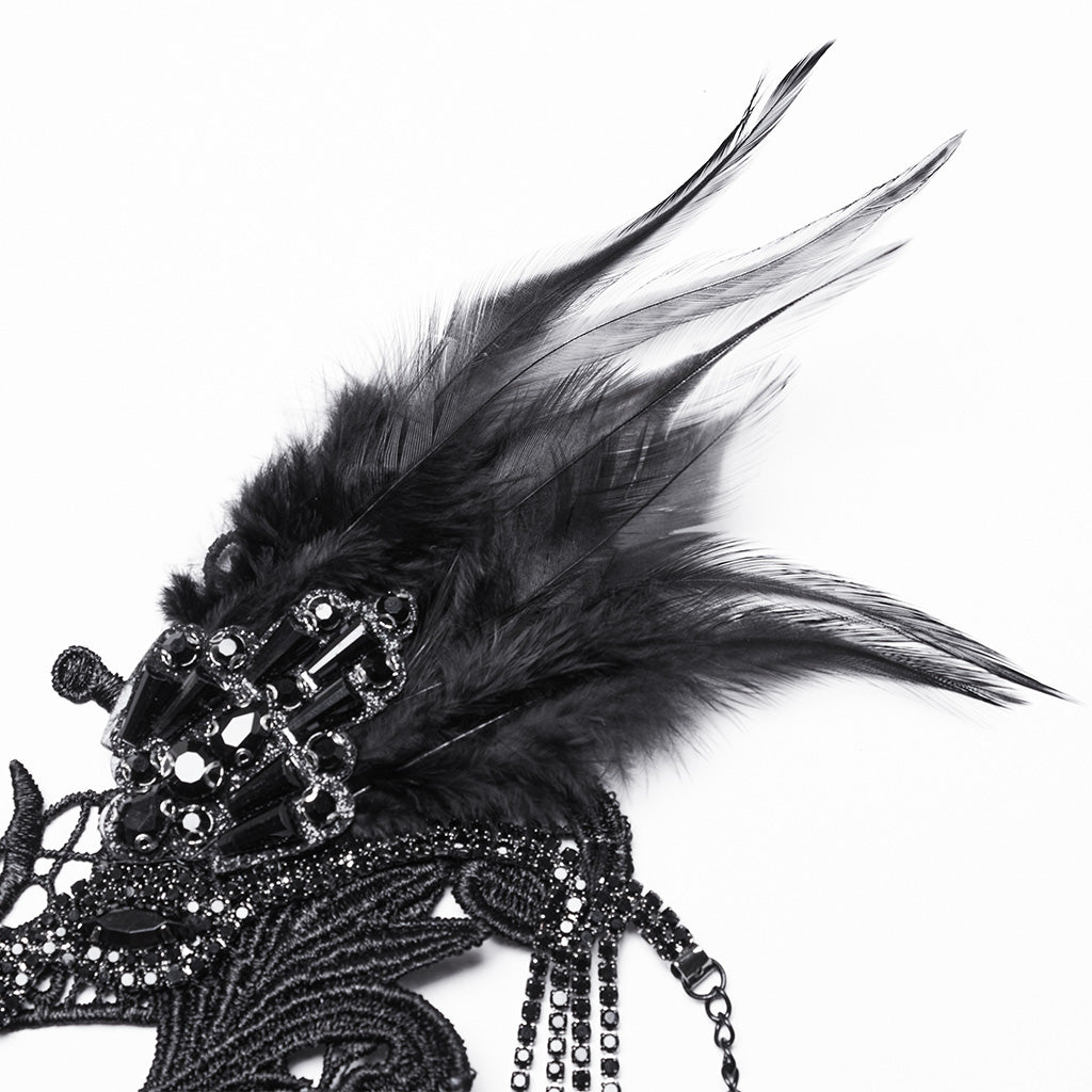 WS-738LHF Gothic Winged Cross Layered Necklace with Feather Details?-??Punk Rave Clothing