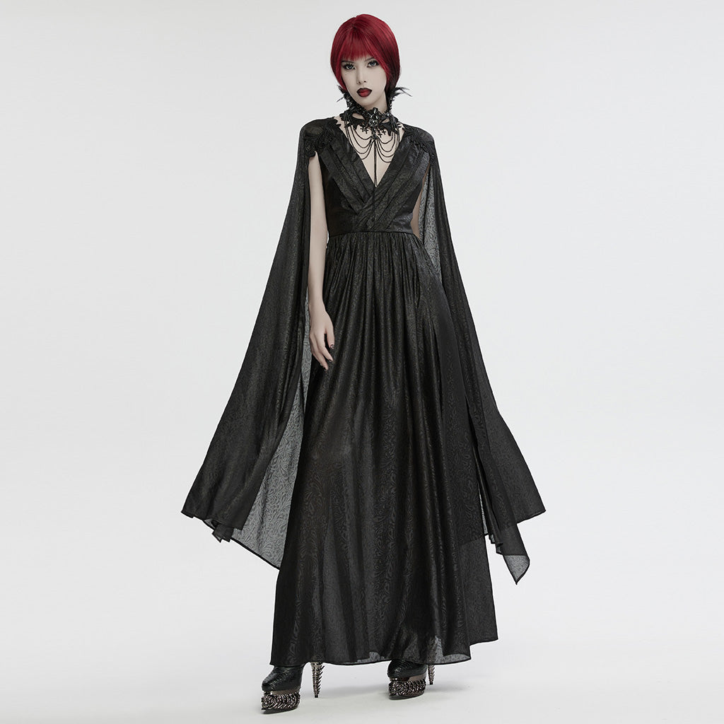 WS-738LHF Gothic Winged Cross Layered Necklace with Feather Details?-??Punk Rave Clothing