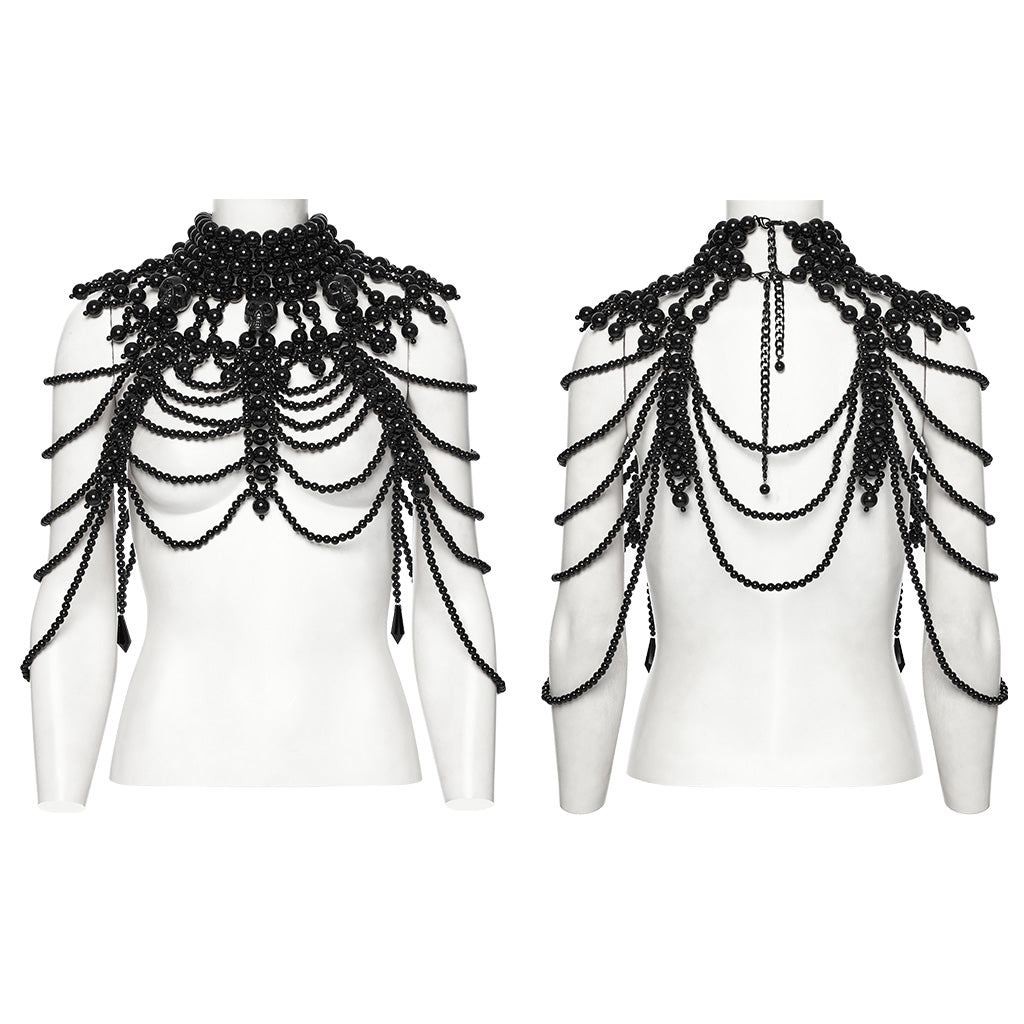 WS-739LHF Gothic Skull Beaded black Statement Neck Cover Accessory?-??Punk Rave Clothing