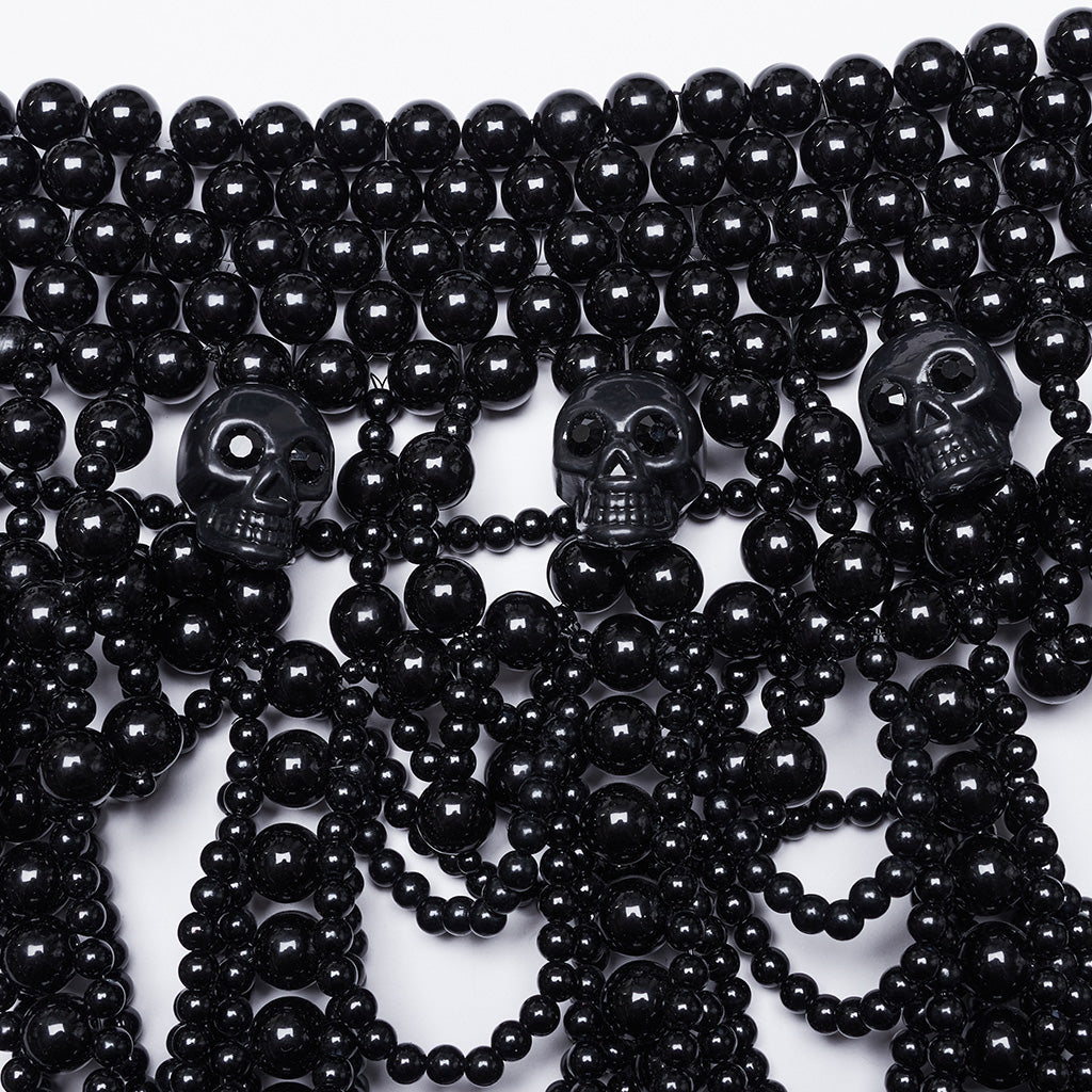 WS-739LHF Gothic Skull Beaded black Statement Neck Cover Accessory