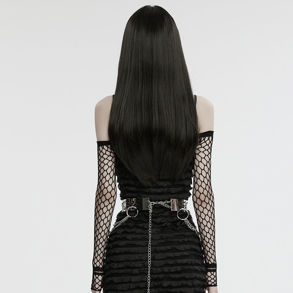 WS-743YDF Gothic Floral Metal Belt with Chains silver Punk Accessories?-??Punk Rave Clothing