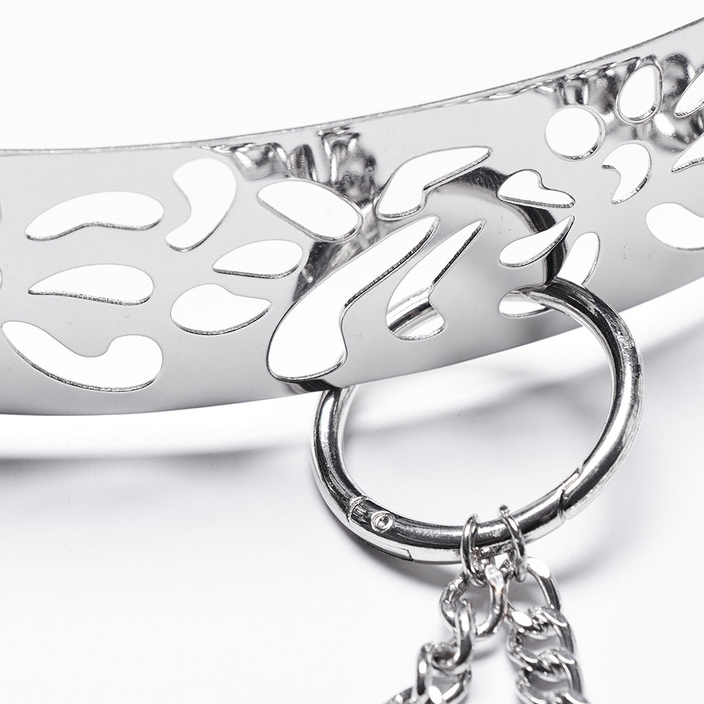 WS-743YDF Gothic Floral Metal Belt with Chains silver Punk Accessories?-??Punk Rave Clothing