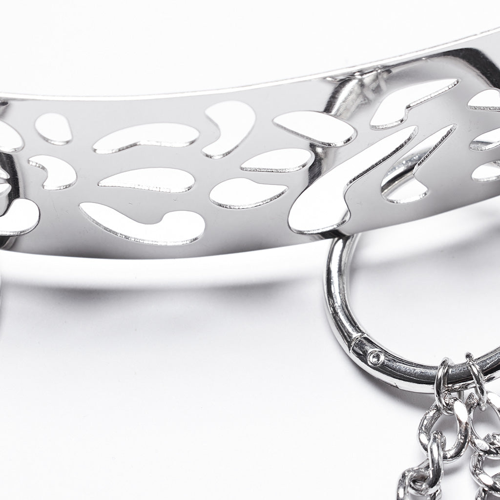 WS-743YDF Gothic Floral Metal Belt with Chains silver Punk Accessories?-??Punk Rave Clothing