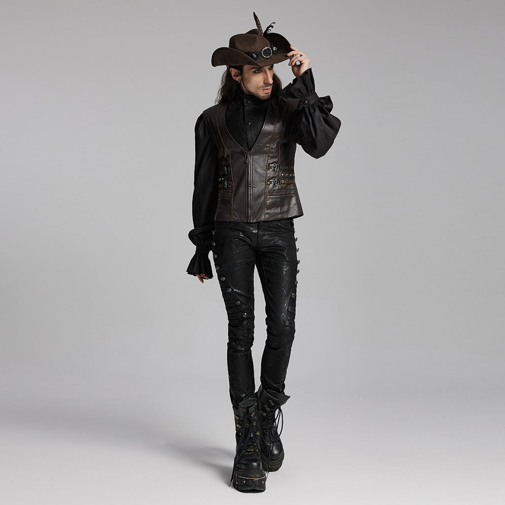 WS-746MZM Suede Cowboy Hat with Feathers Punk Accessories Edition?-??Punk Rave Clothing