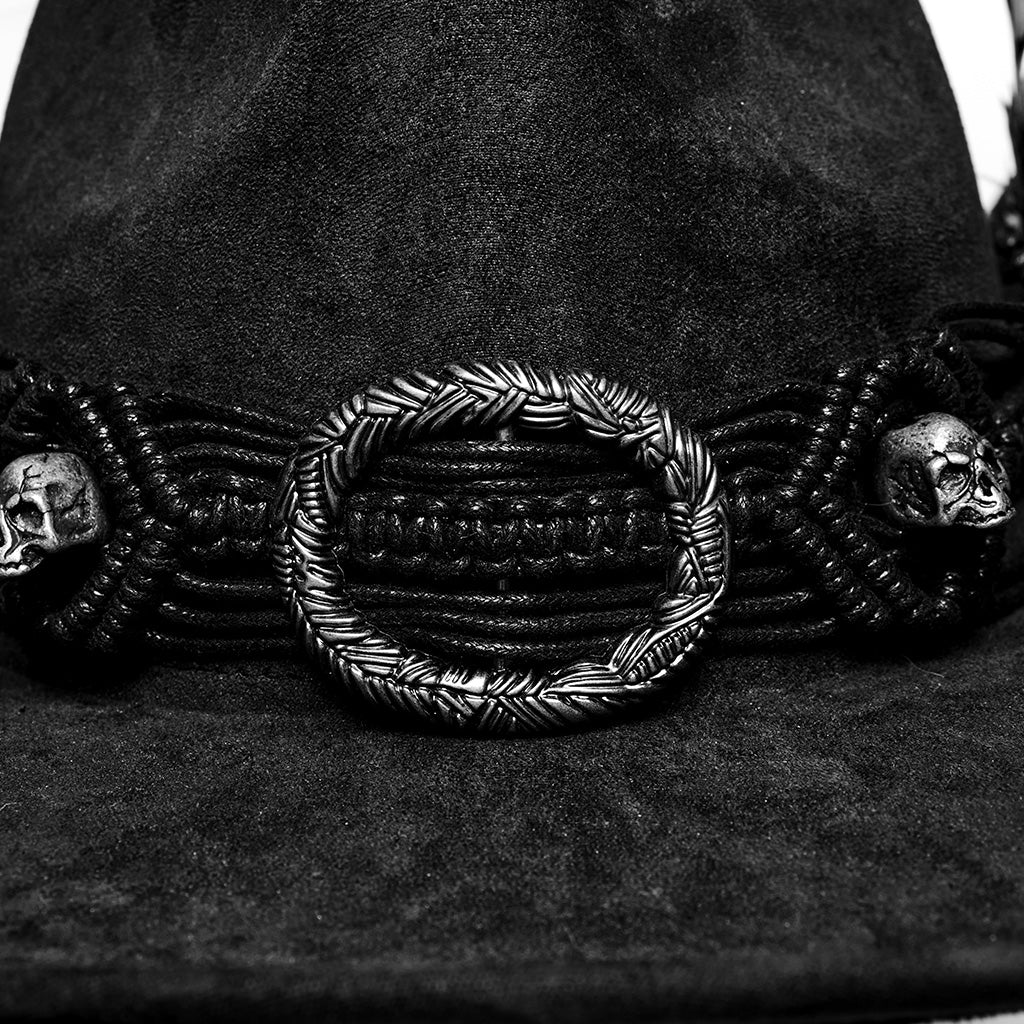 WS-746MZM Suede Cowboy Hat with Feathers Punk Accessories Edition?-??Punk Rave Clothing