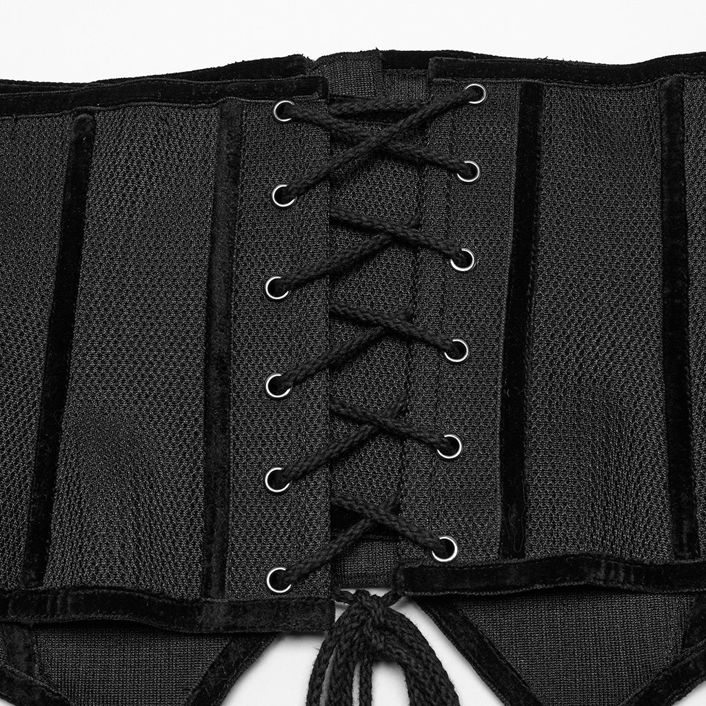 WS-750YDF Edgy Black Punk Corset Gothic Steel Boned Waist Cincher