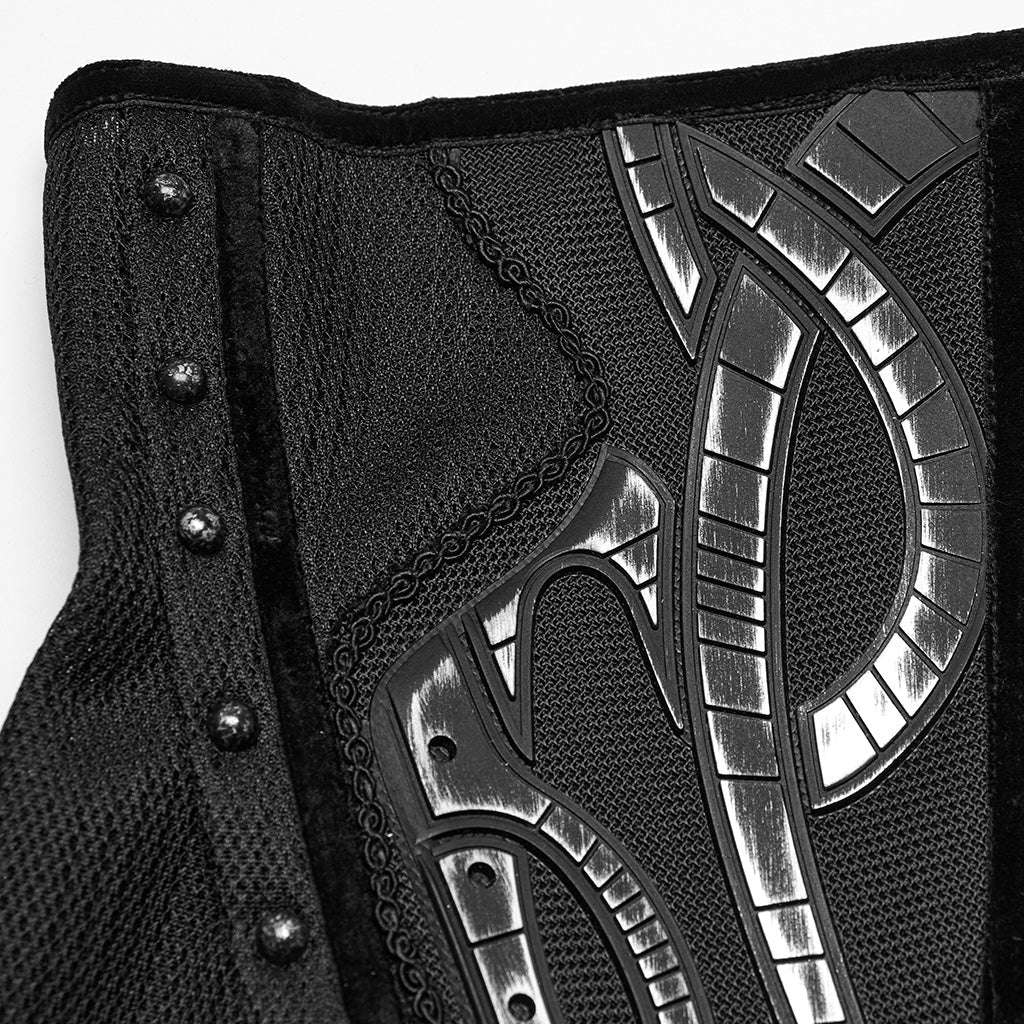 WS-750YDF Edgy Black Punk Corset Gothic Steel Boned Waist Cincher