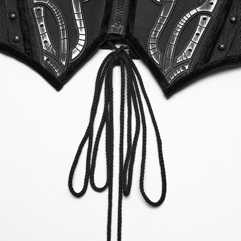 WS-750YDF Edgy Black Punk Corset Gothic Steel Boned Waist Cincher