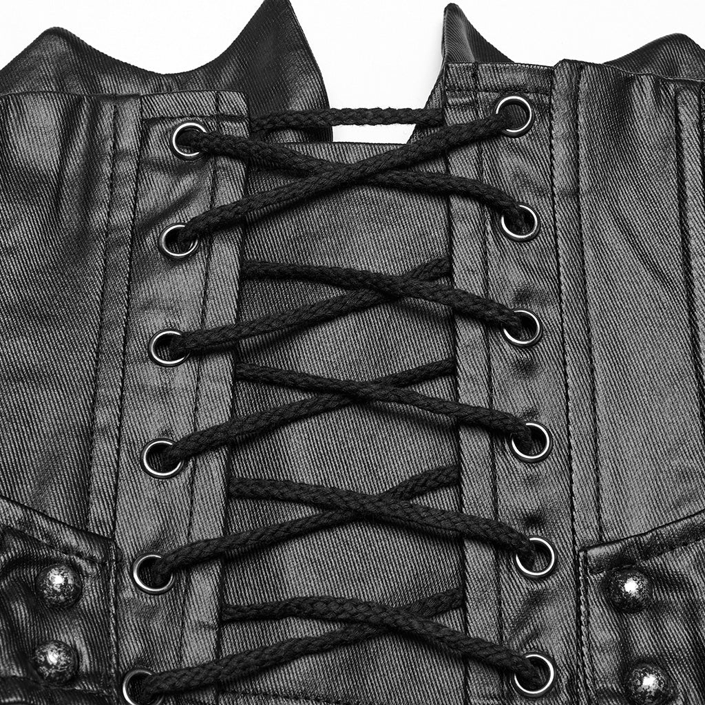 WS-751YDF Edgy Leather Punk Corset Jacket with Unique Gothic Details