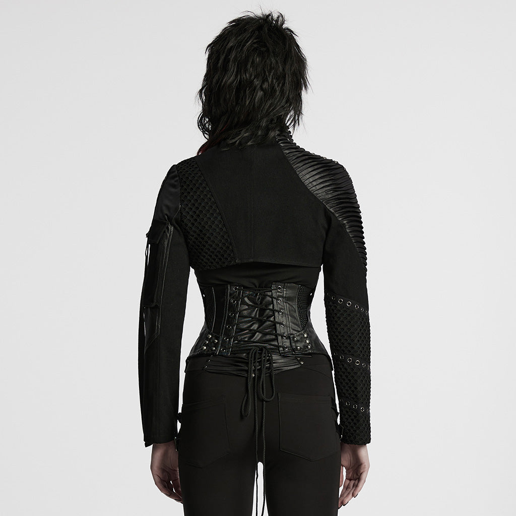 WS-751YDF Edgy Leather Punk Corset Jacket with Unique Gothic Details