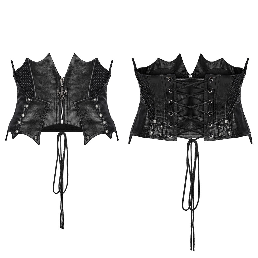 WS-751YDF Edgy Leather Punk Corset Jacket with Unique Gothic Details