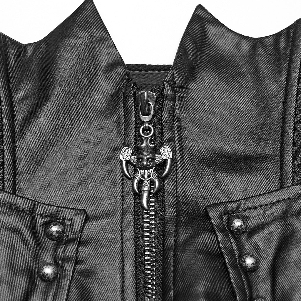WS-751YDF Edgy Leather Punk Corset Jacket with Unique Gothic Details