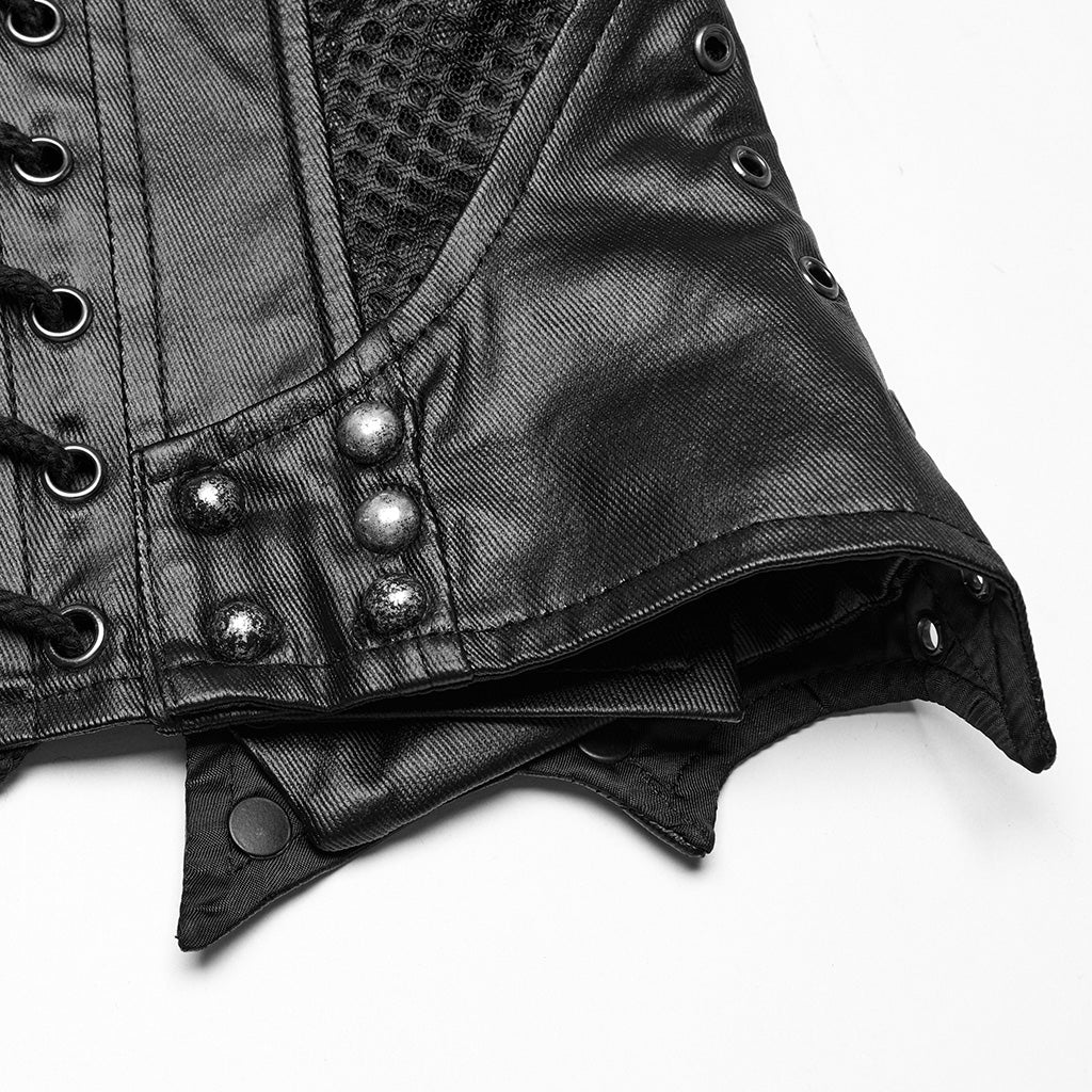 WS-751YDF Edgy Leather Punk Corset Jacket with Unique Gothic Details
